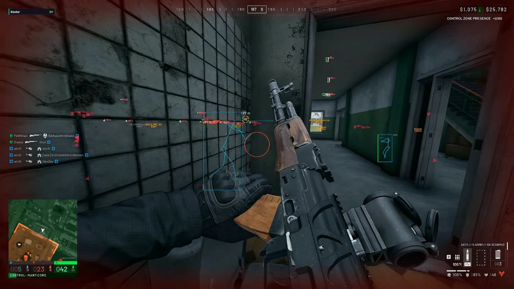 WARDOGS tiled room with blue skeleton wallhack and radar